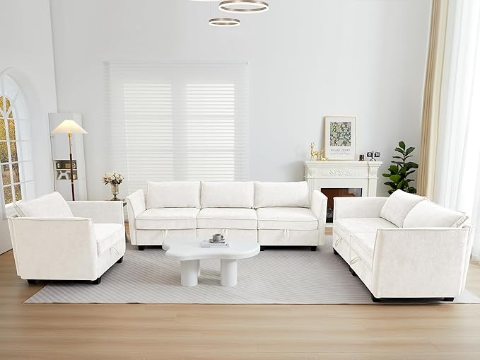 ORRD Small Modular Sectional Sofa Loveseat Couch with Storage 2 Seater Sofa Modular for Living Room Office (Beige)