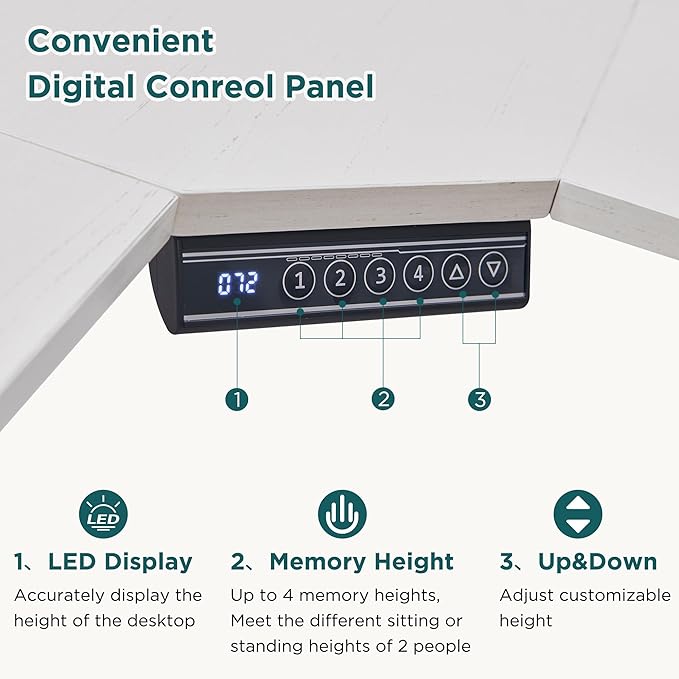 RedLemon L-Shaped Electric Standing Desk 60 inches Motor Height Adjustable Sit Stand Corner Desk with Led Large Home Office Desk Computer Workstation Dark Walnut