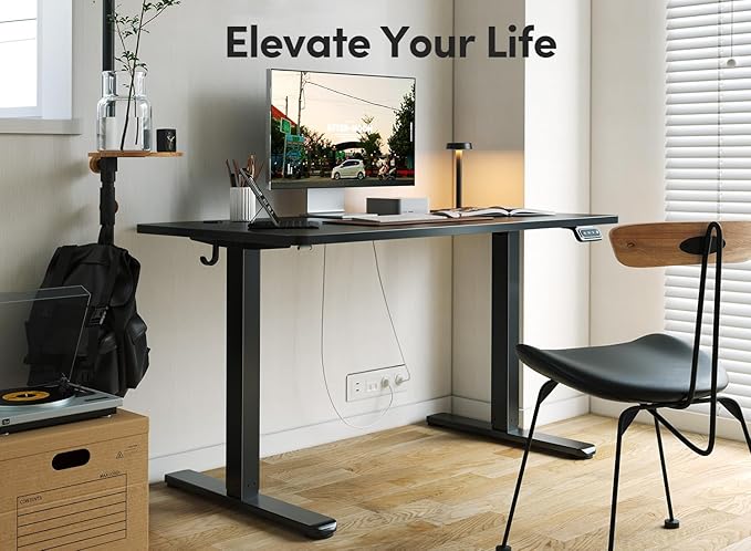 Electric Standing Desk 48 x 24 Adjustable Height Stand up Desk Sit Stand Up Desk for Home Office &amp Computer Workstation Black