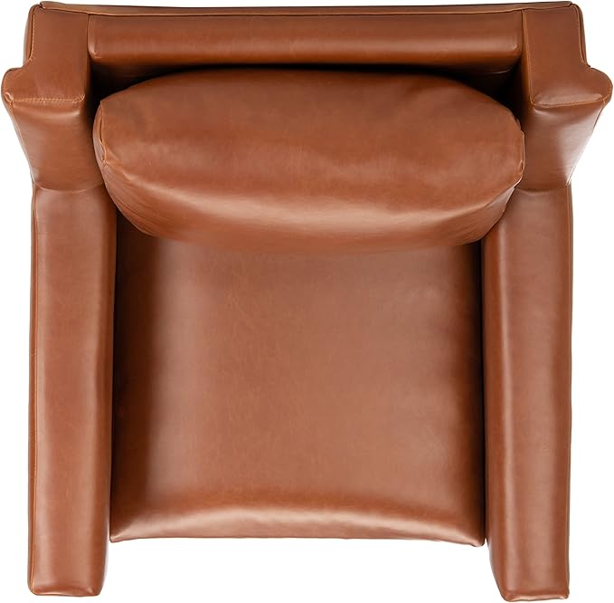 Safavieh Home Astrid Mid-Century Cognac Faux Leather and Natural Arm Chair
