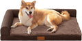Patas Lague Orthopedic Dog Bed Medium Size Dog 30''X20'' Waterproof L Bolster Medium Pet Sofa Beds with Removable Washable Cover Soft Comfortable Pet Couch Crate Mat with Nonskid Bottom Brown