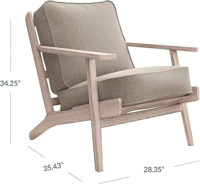 BELLEZE Mid Century Modern Chairs Set of 2 Upholstered Linen Arm Chairs with Sturdy Wood Frame Easy Assembly Comfortable Accent Chairs for Living Room Bedroom Office - Maximus (Gray)
