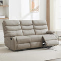 Loveseat Recliner Sofa Set Small Leather Couch 3-Seater Manual Seater Reclining Triple Recliner Chair for Living Room RV Home Theater Seating(Beige 3 Seater Sofa)