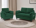 2-Piece Sofa Couch (Loveseat and Chair Set) Modern Sectional Sofa Sets with Wide Arms &amp Side Pockets Modern Comfy Small Couch Set for Living Room Green