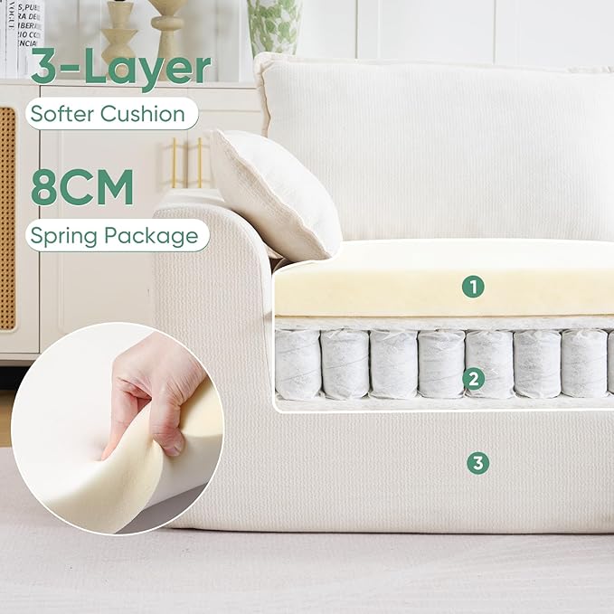 145 Modular Sectional Cloud Couch Deep Seat Boneless Couch for Living Room Upholstered Cloud Sectional Couch with Throw Pillows and Side PocketsNo Assembly RequiredChenilleBeige