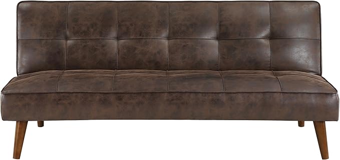 Coaster Home Furnishings - Jenson - Faux Leather Upholstered Sofa Bed with Biscuit Tufted and Flat-Laying Back - Transitional - Living Room - Dark Coffee - 360237