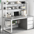 Computer Desk with Hutch and BookshelfHome Office Desk with 3 Drawer Industrial Study Writing Table Workstation for Home and Office(39 Inch Gray)