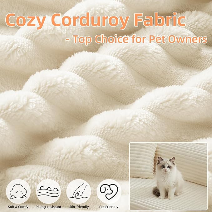 78 Inch Convertible Futon Sofa BedFolding Boneless Couch with Sleeper SofaFold Out Floor Sofa Couch with Deep SeatCloud Corduroy Foldable Mattress Couches for Living Room(Off White)