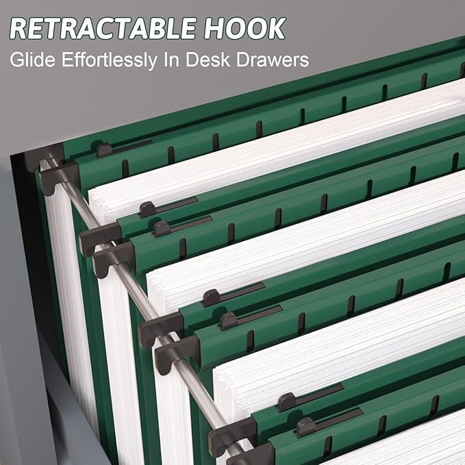 Plastic Hanging File Folder Extra Capacity12 Pack Reinforced Hang Folders with Heavy Duty 2 Inch ExpansionFiling Cabinet Folders Letter SizeHanging Organizer Designed for Bulky Files(Green)