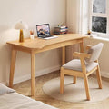 Solid Wood Computer Desk with DrawersModern Home Office DeskWooden Writing Desk Curved Table Top Study Table(47inch Natural)