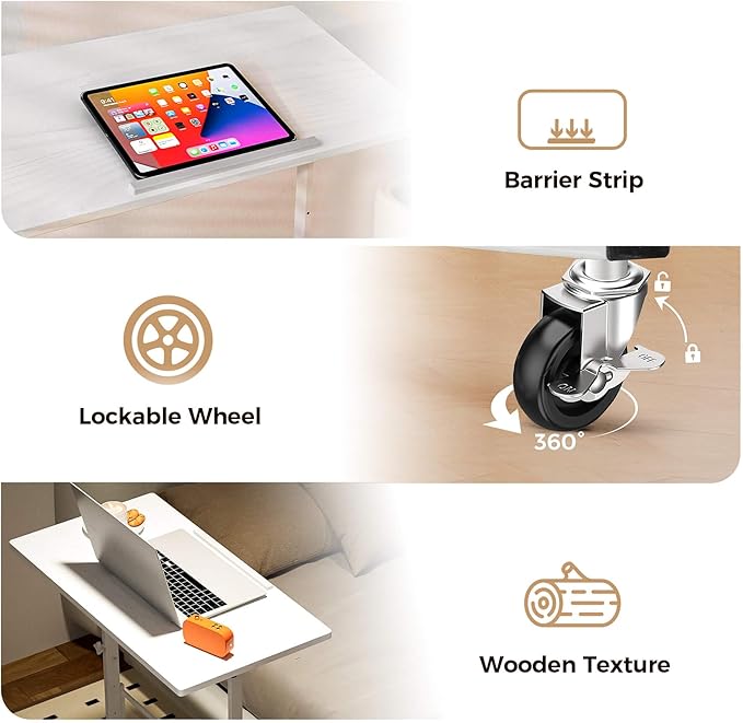 COMHOMA Small Standing Desk Adjustable Height &amp Tiltable Tabletop Mobile Stand Up Desk for Laptop Portable Computer Table for Home Office Work and Walking Pad Treadmill Height 30.7-46.4 Whit