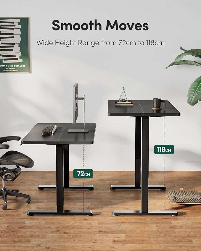 FEZIBO Electric Standing Desk Adjustable Height 60 x 24 Inch Sit and Stand Desk Home Office Desk Ergonomic Workstation Computer Desk Black