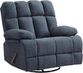 Oversized Recliner Chair 360° Swivel Rocker Recliner for Big Man Extra Wide Manual Recliner Overstuffed Soft Rocking Sofa Chair Overstuffed Soft Rocking Sofa Chair for Living Room(Grey)