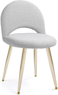 Vanity Chair with Adjustable Backrest Boucle Upholstery Armless Makeup Stool Gray Sherpa Vanity Stool with Gold Metal Legs for Bedroom Living Room Kitchen Dinning Room(Gray)