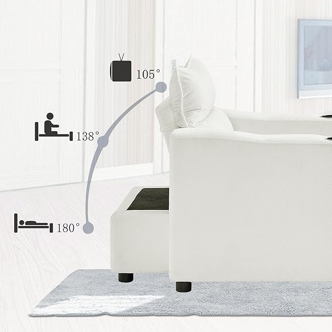 Sleeper Chair 3 in 1 Convertible Pull Out Chair Sleeper with Bracket and Cup Holder Chairs Bed Sleepers for Adults Adjustable Sofa Bed Chairs for Living Room Small Spaces Beige
