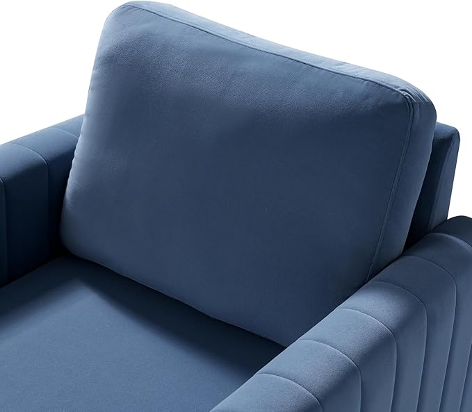 Modern Upholstered Velvet Accent Chair Velvet Armchair Club Chair with Gold Metal Legs Mid-Century Barrel Leisure Comfy Reading Chair for Livingroom Bedroom Slate Blue