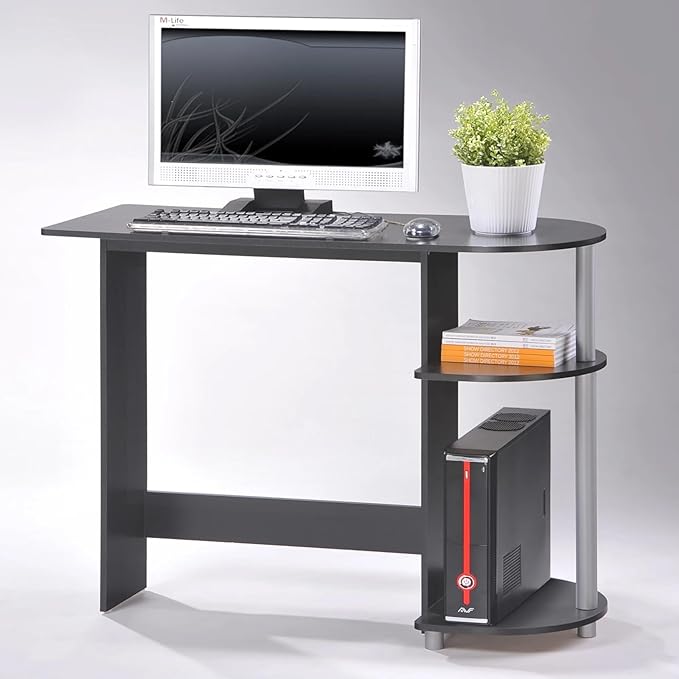 WC Redmon Black Computer Laptop Media Home Office Desk Woodgrain Finish Full5505BK