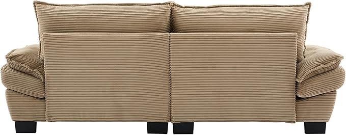 Corduroy Sofa Sleeper Couch Loveseat with Pillows Upholstered Deep Seat for Apartment Office Dorm Living Room Bedroom - Khaki Corduroy
