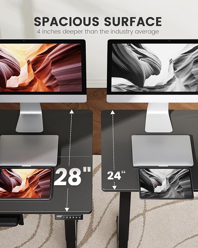 ErGear Large Electric Standing Desk with Keyboard Tray 63x28 Inches Adjustable Height Sit Stand Up Desk Home Office Desk Computer Workstation Black