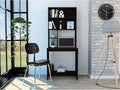 Compact 5-Shelf Writing Desk for Home Office - Black