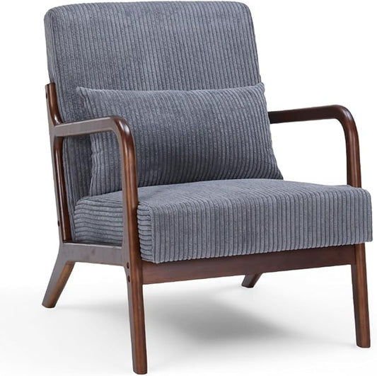 Rovibek Striped Accent Chair for Bedroom - Modern Accent Chairs with Lumbar Pillow Comfortable Reading Chair with 4.7in Thick Cushions Small Living Room Chairs for Small Spaces