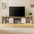 Extendable TV Stand Entertainment Center for 85 95 105 Inch TV Farmhouse TV Stand with Large Capacity Storage and Sliding Doors Media Console for Living Room Length 86-113 White