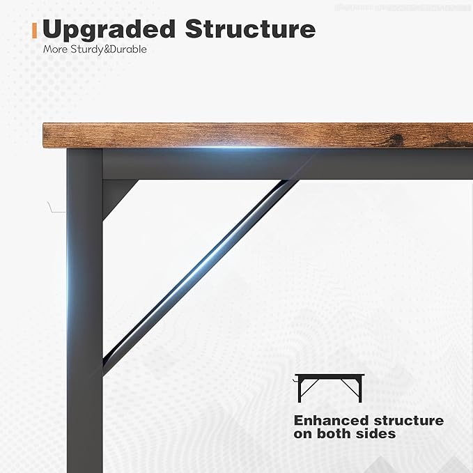 Shahoo 40 Inch Computer Desk Wood Modern Simple PC Home Office Table for Small Spaces with Storage Bag and Headphone Hook for Home Office Study Writing Rustic Brown