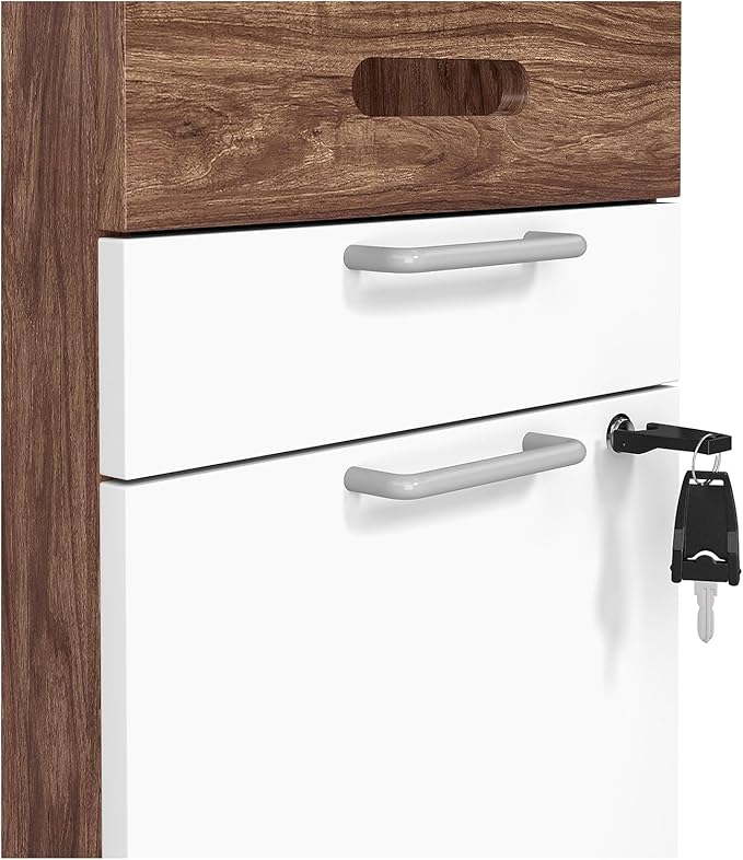Union &amp Scale 2 Drawer Mobile File Cabinet Rolling Printer Stand Vertical Filing Cabinet Office Drawers Filing Cart for Home Office A4/Letter Size Black and Rustic Brown BFK20WJ01