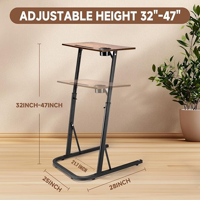 Adjustable Treadmill Walking Pad Desk for Bike/Cycling Trainer Workstation Standing Desk Trainer Stand Table for Indoor Treadmill Attachment-Exercise While Working or Watching TV Rustic Brown
