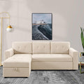 Naomi Home 85 in. Convertible Sofa with Storage Reversible L Shape Sofa Couch with Chaise Comfy Couches for Living Room Beige/Velvet
