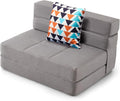 ARTPLAN Fold Sofa Bed-Sleeper Single with Pillow Modern Futon Sleeper Chair Guest Bed with Washable Linen Cover Foldable Mattress for Living Room Dorm ApartmentLight Gray