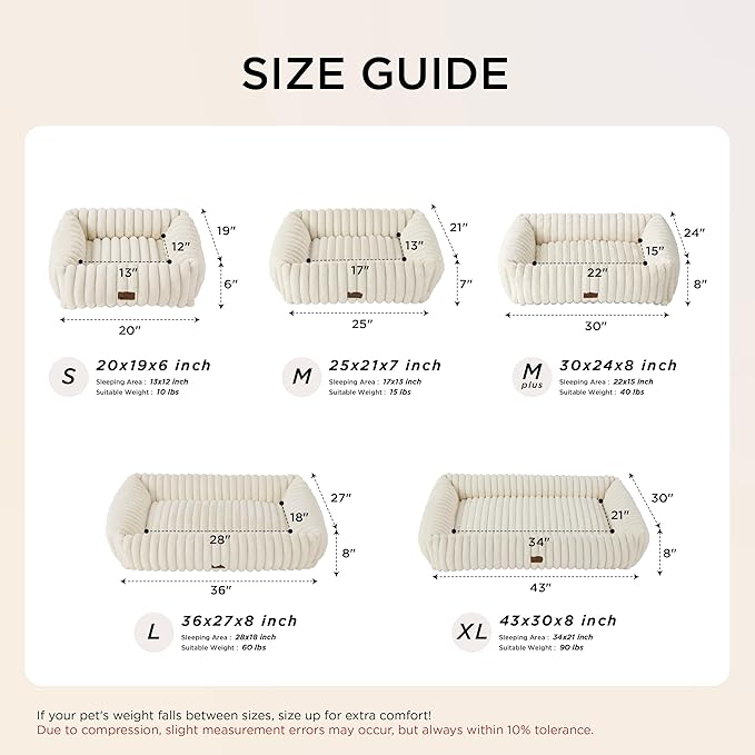 Bedsure ComfyFleece™ Cute Dog Bed for Small Medium Dogs - Washable Furry Puppy Beds Rectangle Orthopedic Corduroy Fleece Pet Beds with Removable Zipper Cover 25x21x7inches Blush Pink