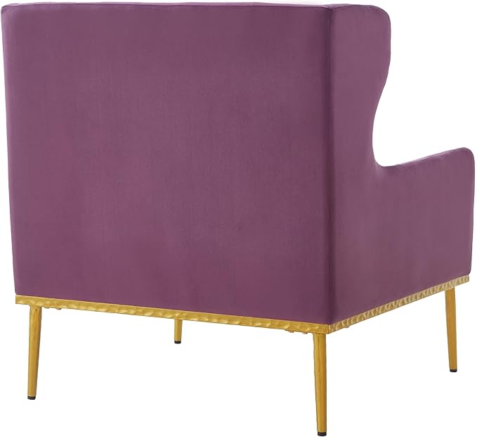 Christopher Knight Home Vincenzo Upholstered Club Chair Velvet Accent Chair Single Lounge Curved Armchair Comfort Seating Armchair Reading Single Sofa Sturdy Iron Legs for Living Room Purple