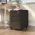 3-Drawer Mobile File Cabinet with Lock Black Small Under Desk Metal Rolling Filing Storage Cabinets with Casters for Home Office Fully Assembled Holds A4/Letter Files (Black+3-Drawer)