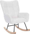 Modern Teddy Upholstered Nursery Rocking Chair for Living Room Bedroom(White Teddy)