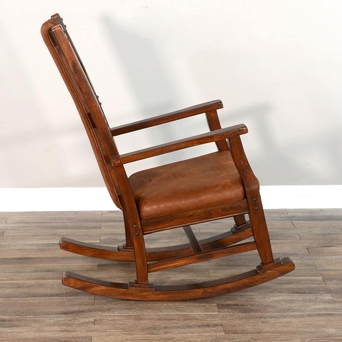 Pemberly Row Wood Rocking Chair Indoor in Chocolate (41 H x 26 W x 22.5 D) for Living Room with Cushion Seat High Back Easy Assembly
