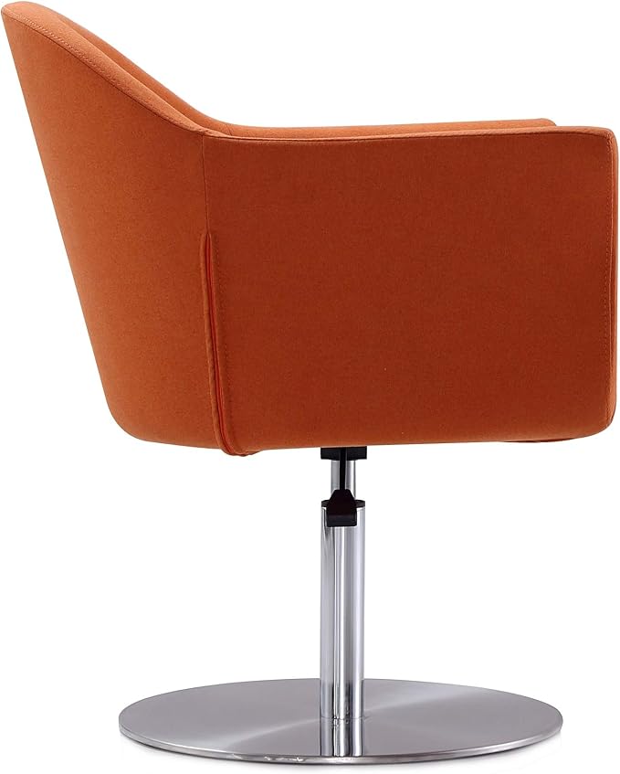 Manhattan Comfort Voyager Adjustable Swivel Accent Chair Set of 2 with 360° Turn Mid-Century Modern Design Woven Upholstery and Removable Cushion Ideal for Living Room or Home Office Orange