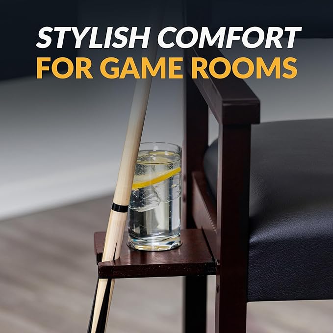 Hathaway Cambridge Spectator Chair – Billiard Stool with Cushioned Seat Footrest and Storage – 25 L x 22.5 W x 44.25 H with 30.5 Seat Height - Pool Table Accessories and Decor