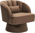 Comfy Comfort Swivel Barrel Accent Chair - Modern 360° Lounge Armchair with Striped Backrest Upholstered for Living Room or Bedroom - Soft | Brown
