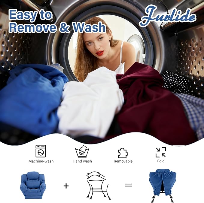 Lazy Chair with Ottoman Modern Lounge Chair with Lumbar Pillow Accent Cozy Reading Armchair and Folding Footstool for Bedroom Dorm Living RoomPeacock Blue