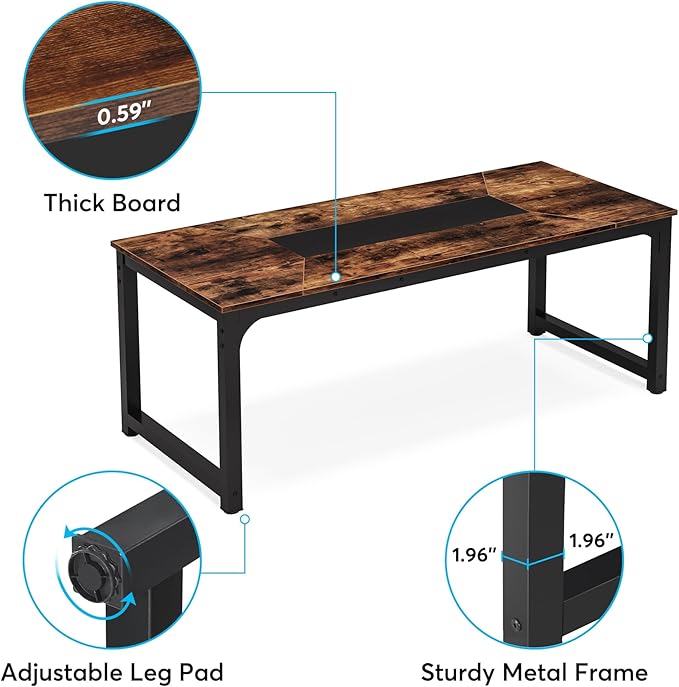 Little Tree 78.7 Inch X Large Executive Computer Desk Home Office Workstation