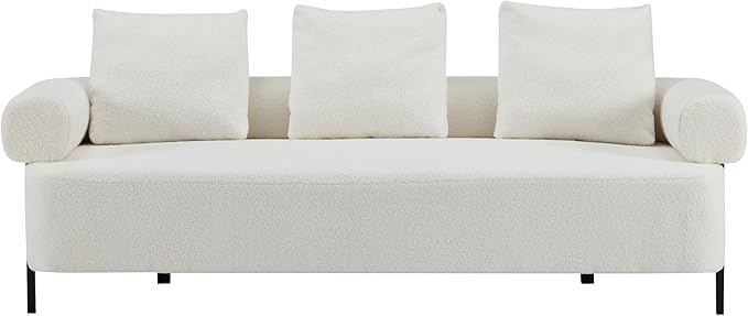 Christopher Knight Home Gilly 78 Modern Boucle Upholstered Sofa with Pillow Oversized Comfy Cloud Couch with Wooden Frame 3-Seater Sofa Couch for Living Room Bedroom Home Office Beige
