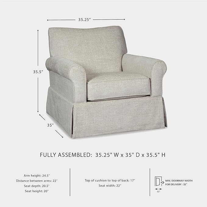 Signature Design by Ashley Searcy Upholstered Swivel Glider Accent Chair Gray
