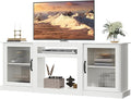 WLIVE Farmhouse TV Stand for 75 inch TV Entertainment Center with Storage Cabinets Mid Century Modern TV Console for Living Room Bedroom White
