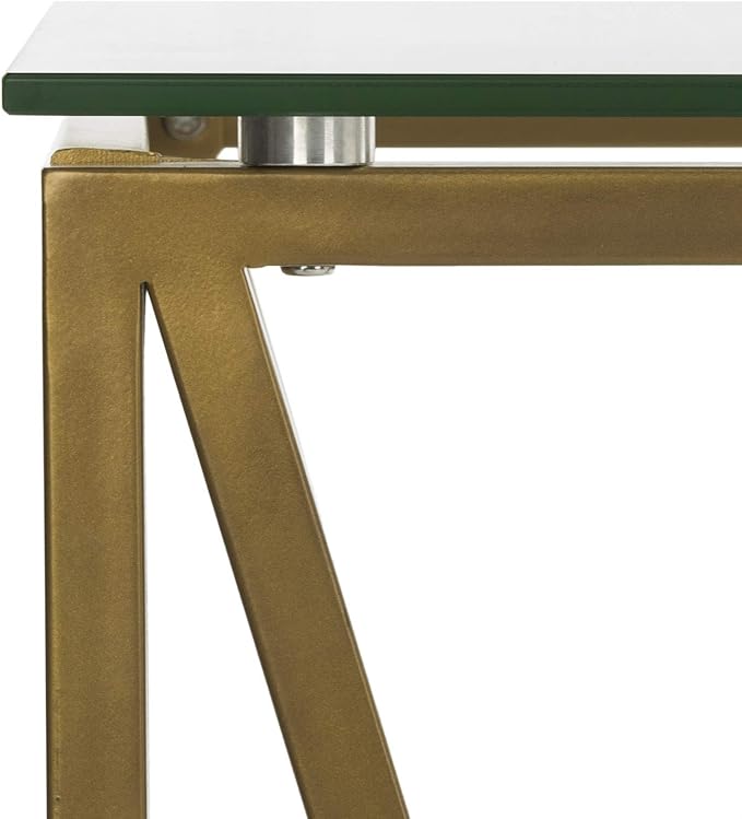 Safavieh Home Office Theresa Modern Gold Glass Top Desk