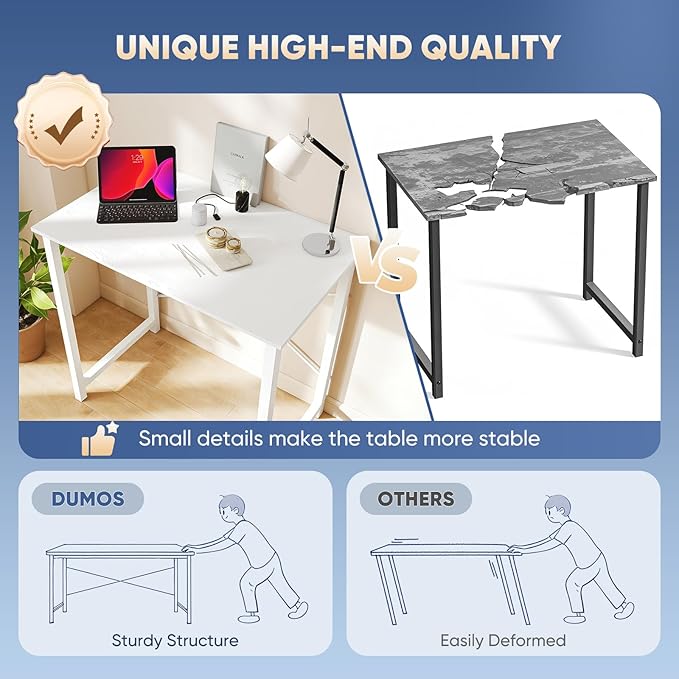 DUMOS 32 in Small Computer Desk for Home Office Modern Study Work Table Simple Style for Bedroom Writing Desks with X-Shaped Reinforcement 2 Pack White