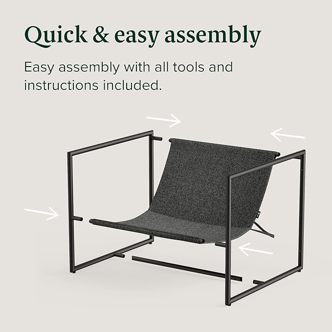 Zinus Aidan Sling Accent Chair Metal Framed Armchair with Shredded Foam Cushioning Dark Grey