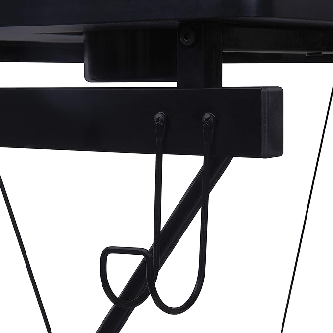OSP Home Furnishings Emulator Battlestation Gaming Desk with RGB LED Lights Black