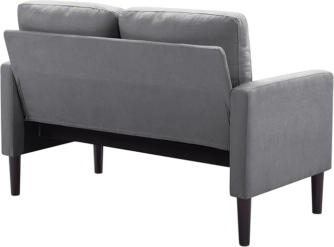 Loveseat Sofa Small Couch for Small Spaces Modern Linen Fabric 2-Seater Sofa with Solid Wood Legs Easy Assembly Apartment Couch for Living Room Office (Light Grey)