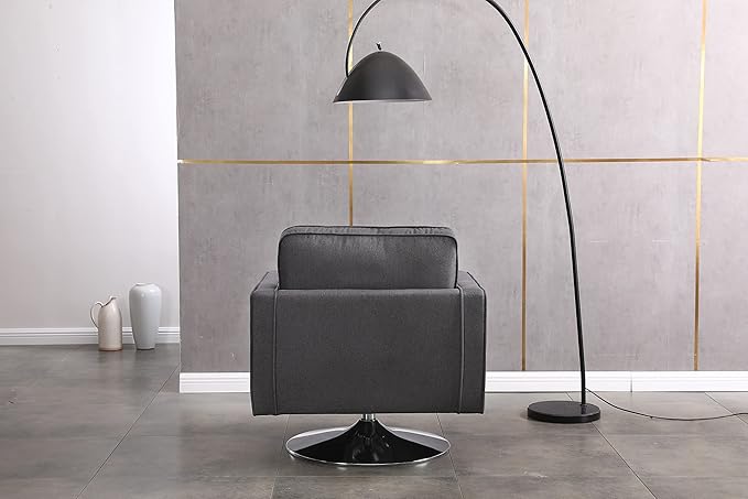 Modern Linen Swivel Accent Chair Comfy Armchair with 360 Degree Swiveling for Living Room Bedroom Reading Room Home Office (Dark Grey)